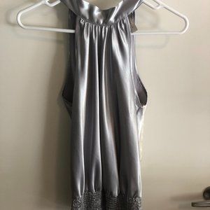 Silver Tie Neck Tank Top